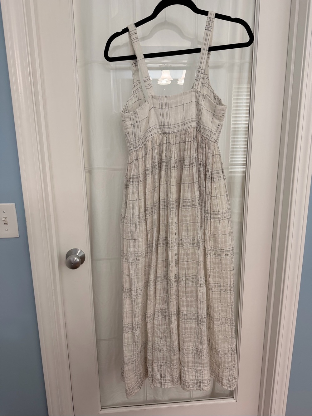 Shona Joy white plaid tie-front linen Bohemian maxi dress - Picture 8 of 12